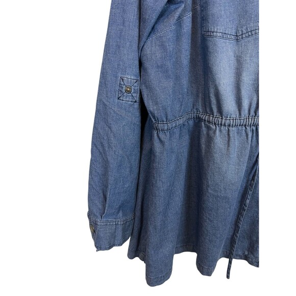 Torrid Denim Drawstring Waist Utility Jacket  4X  Chambray Denim Roll-Tab Sleeve - Picture 5 of 15
